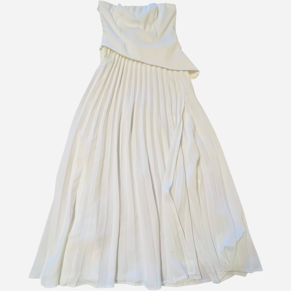 NWT COMMENSE Pleated Strapless Side Split Dress B… - image 3